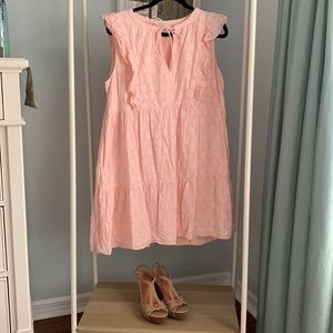 Loft Peach and Gold Ruffle Dress, like new, size large